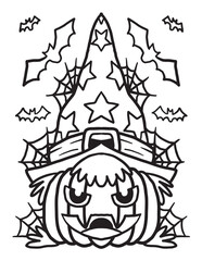 Halloween pumpkin witch coloring page