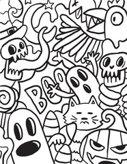 Halloween ghost party coloring page
