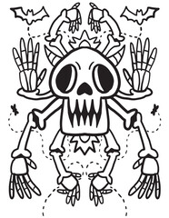 Halloween Skull doodle coloring page