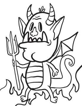 halloween Devil demon coloring page