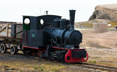 Old and derelict mining railway in Ny-Alesund, Spitsbergen, Kongsfjord, Svalbard, Norway