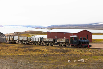 Old and derelict mining railway in Ny-Alesund, Spitsbergen, Kongsfjord, Svalbard, Norway