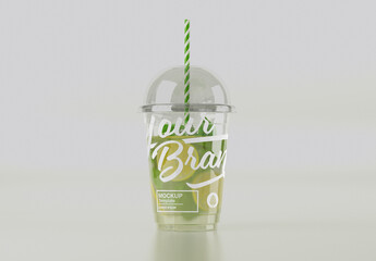 Mojito Cup with Straw Mockup