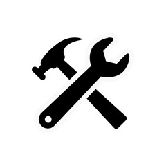 Wrench and hammer. Tools icon isolated on white background