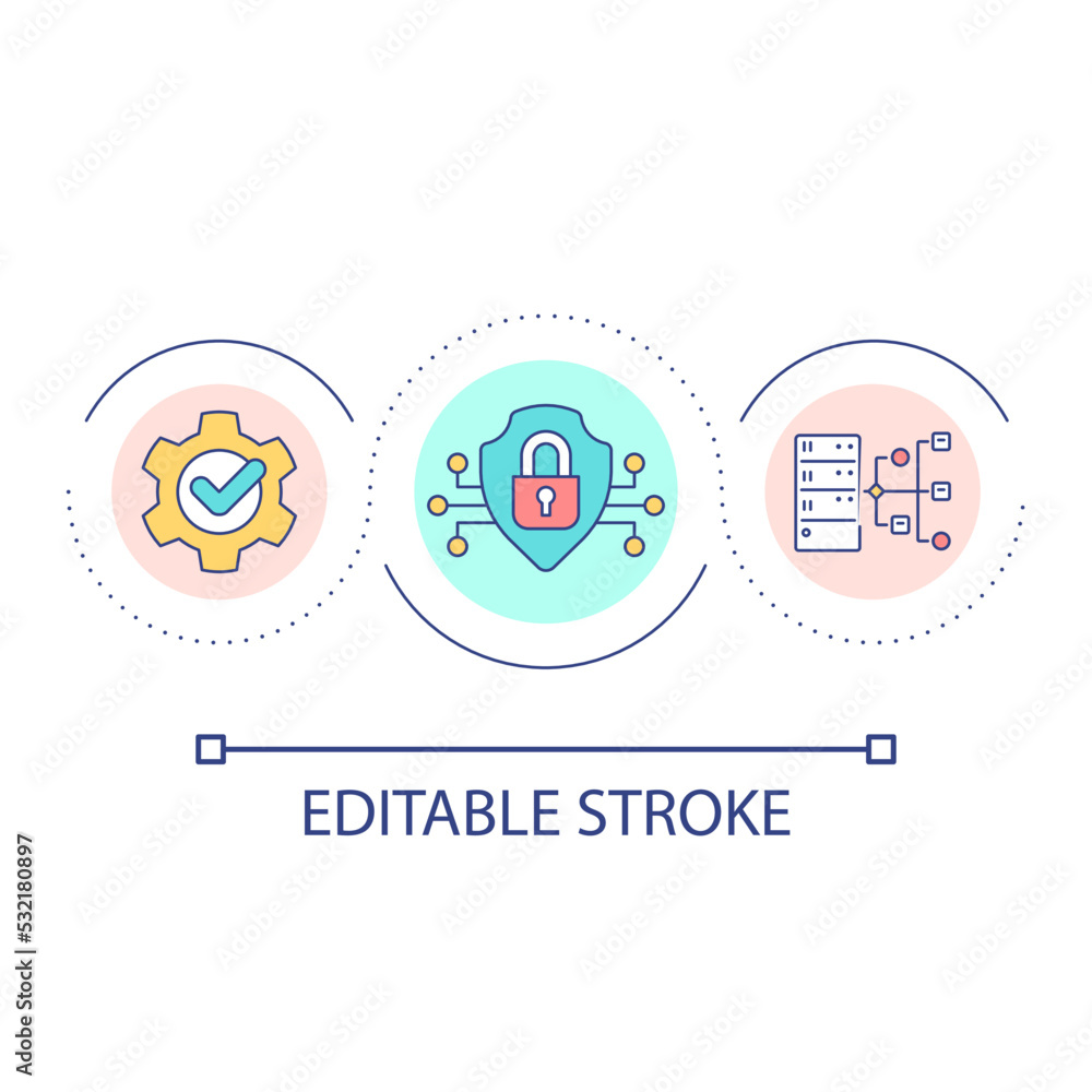 Poster database online security loop concept icon. server for information storage. cyberspace safety abstra
