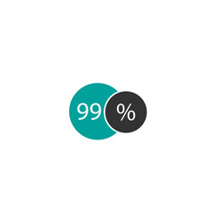 99 Percentage pie diagrams on the white background, pie chart for Your documents, reports, 99 circle percentage diagrams for infographics