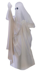 3D Rendering Halloween Ghost on White
