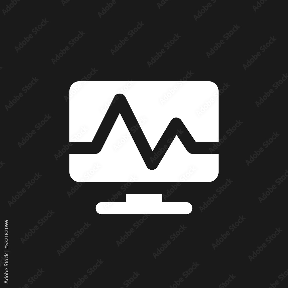 Poster medical software dark mode glyph ui icon. computer program. healthcare. user interface design. white