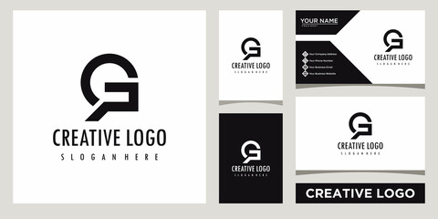 initials monogram GP letter logo design template with business card design