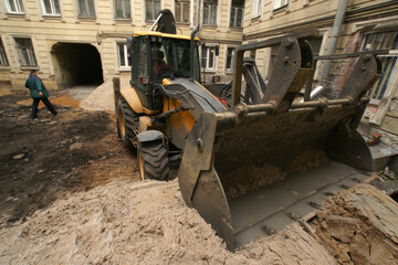 Russia. Saint-Petersburg. Replacement of playing in the courtyard of a residential building.