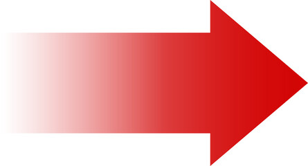 Red gradient arrow shape. Symbol for rising costs, expenses. Isolated png illustration, transparent background. Asset for overlay, montage, collage or mark making. Business concept.	