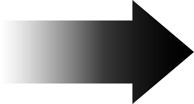 Black gradient arrow shape. Symbol for rising costs, expenses. Isolated png illustration, transparent background. Asset for overlay, montage, collage or mark making. Business concept.	