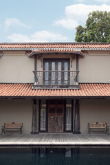 Fragment view of nice china style villa insummer environment   