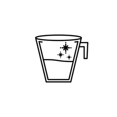 cup glass icon with cold water on white background. simple, line, silhouette and clean style. black and white. suitable for symbol, sign, icon or logo