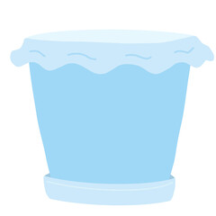 Cute blue flowerpot cartoon illustration 