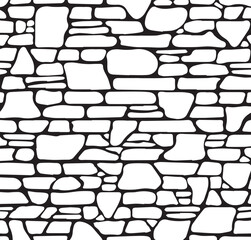 abstract stone or rock wall texture background in black and white 