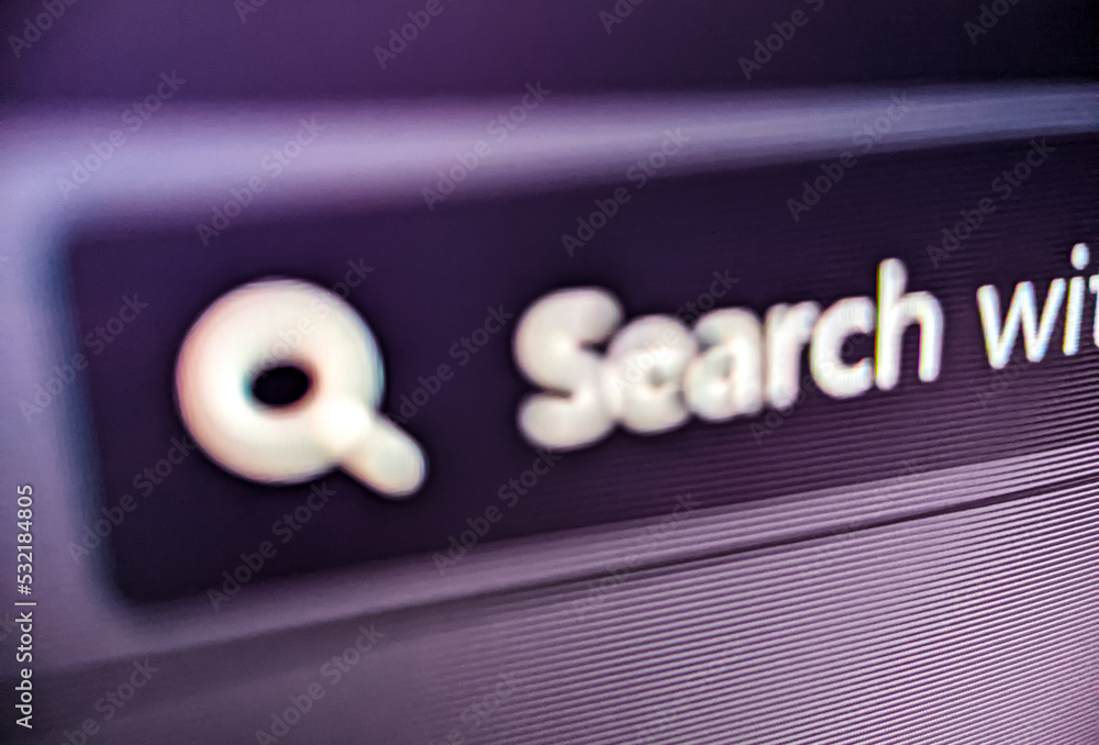 Poster pixelated closeup of an internet web browser search bar with focus blur