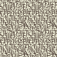 Seamless pattern of ornate Gothic letters. Monochrome repeating background with ancient Latin letters. Vector texture, Wallpaper, wrapping paper or fabric in vintage style