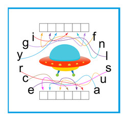 Puzzle game for kids. Read the word. Vector illustration for children education.