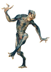 Obraz premium 3D Rendering Blue Alien on White