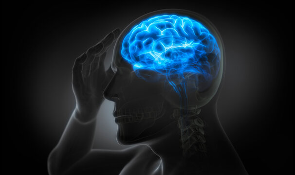 X ray illustration of a man with headache - 3D illustration	
