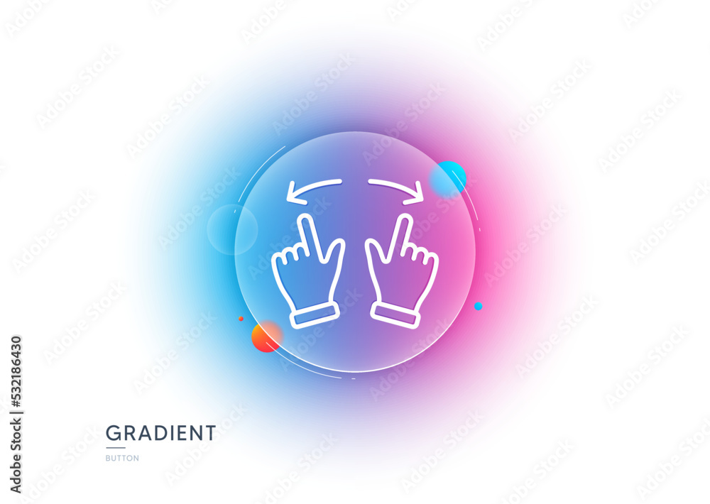 Poster move gesture line icon. gradient blur button with glassmorphism. slide arrow sign. swipe action symb
