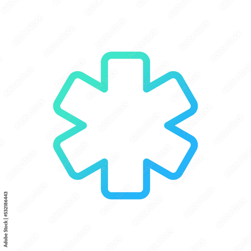 Poster star of life pixel perfect gradient linear ui icon. ambulance symbol. emblem of medical services. li