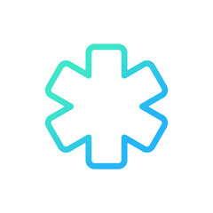 Star of life pixel perfect gradient linear ui icon. Ambulance symbol. Emblem of medical services. Line color user interface symbol. Modern style pictogram. Vector isolated outline illustration