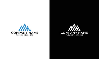 Letter MH Logo Symbol. Initial Monogram Logo. Vector logo for business and company identity on a black and white background.