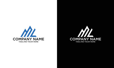 Letter ML Logo Symbol. Initial Monogram Logo. Vector logo for business and company identity on a black and white background.