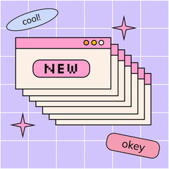 Retrowave y2k template. Old pc game frame. Retro computer aesthetic