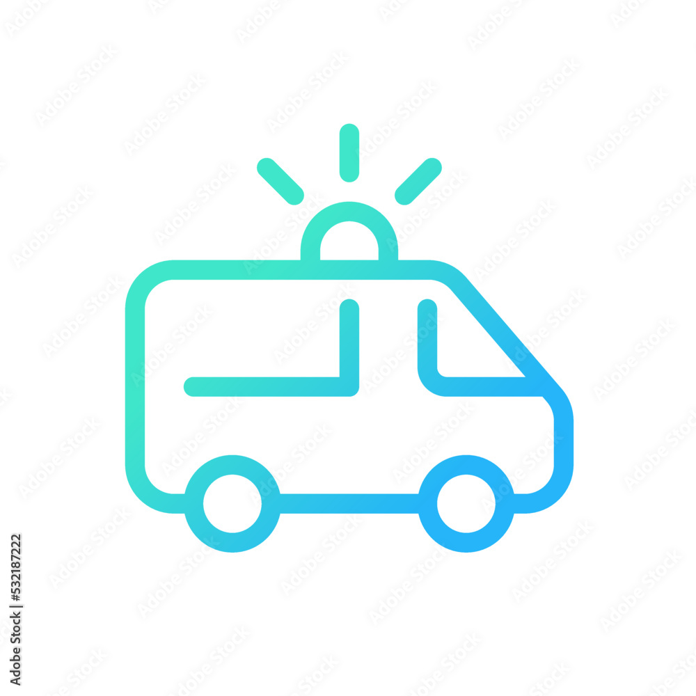 Poster ambulance pixel perfect gradient linear ui icon. urgent medical help. first aid. ems vehicle. line c