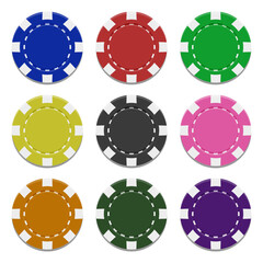 Set of colorful poker chips