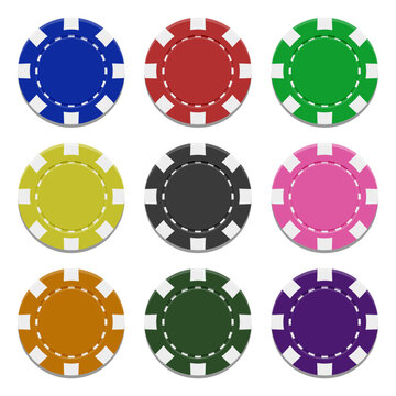 Set of colorful poker chips