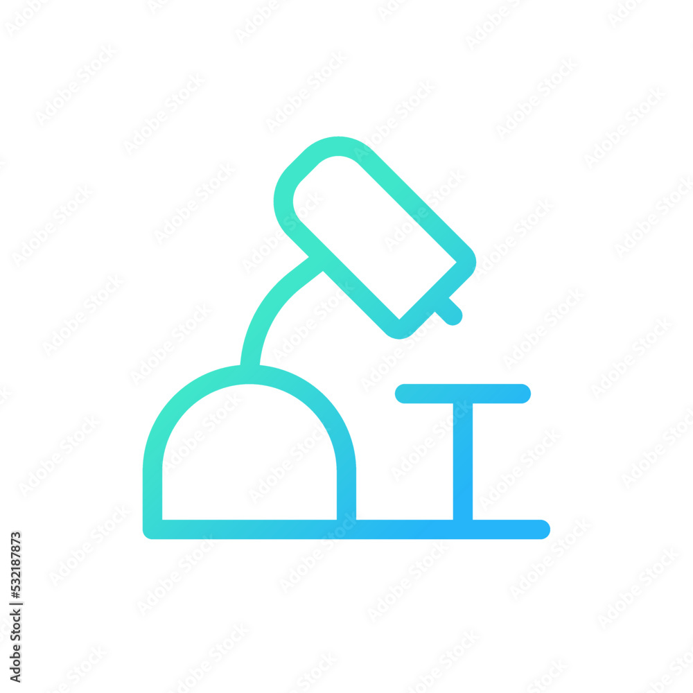 Aufkleber microscope pixel perfect gradient linear ui icon. laboratory equipment. scientific analysis. line co