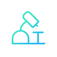 Microscope pixel perfect gradient linear ui icon. Laboratory equipment. Scientific analysis. Line color user interface symbol. Modern style pictogram. Vector isolated outline illustration