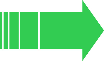 Green filled arrow shape. Symbol for rising profit, income. Isolated png illustration, transparent background. Asset for overlay, montage, collage or presentation. Business concept.
