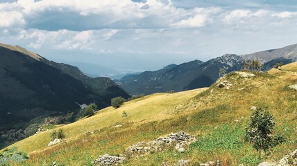 beautiful views of the mountains of Limone Piemonte, in the Piedmontese maritime alps, during a trekking in August of the summer of 2022