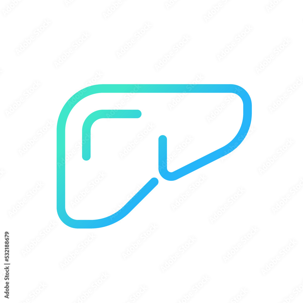 Poster liver pixel perfect gradient linear ui icon. internal human body organ. checkup of digestive system.