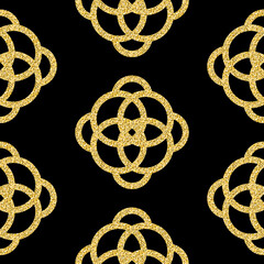 Geometric symmetrical seamless pattern gold black sparkling arabic pattern for design