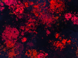Abstract hand painted red brush on black background. Splash red. Perfect for card, banner, template, decoration, print, cover, web, element design. 