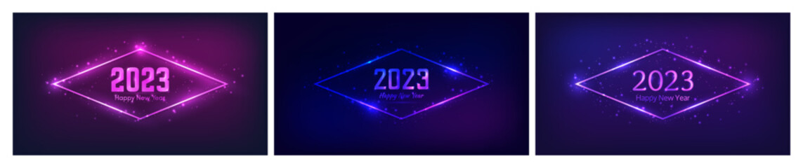 2023 Happy New Year neon background