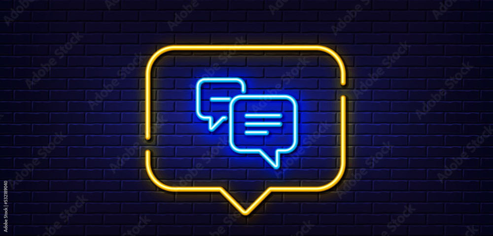 Poster neon light speech bubble. dots message line icon. chat comment sign. speech bubble symbol. neon ligh