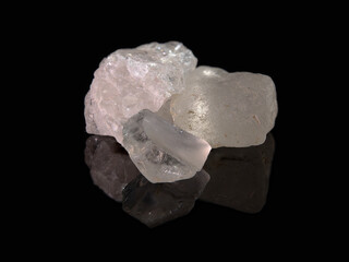 Translucent crystals of the mineral beryl whitish color