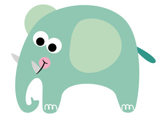 Funny blue elephant isolated on white