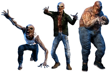 Group of zombies	3D illustration