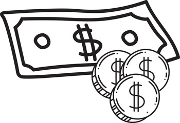 money hand drawn illustration