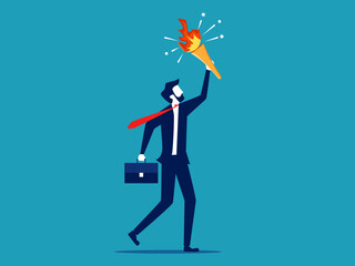 Business leaders. Businessman with torches. business concept vector illustration