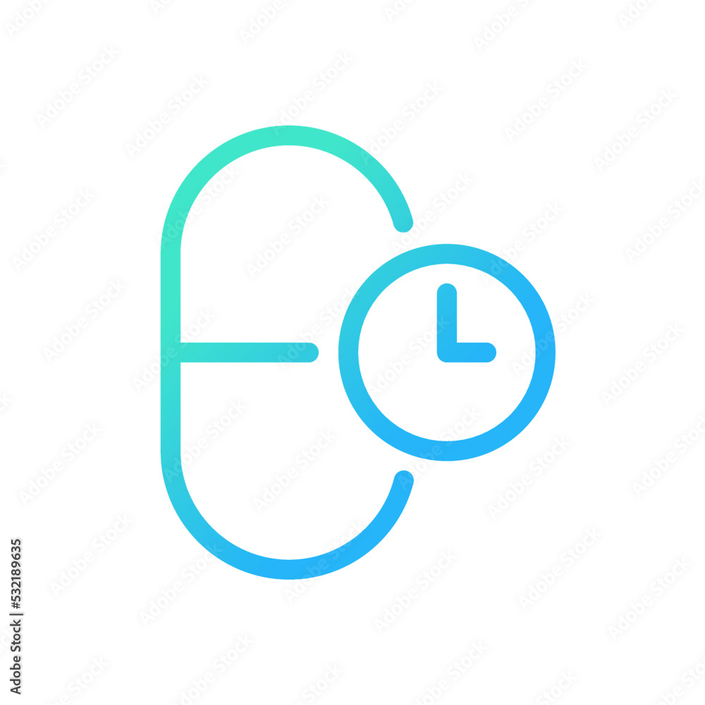 Poster taking medicine on time pixel perfect gradient linear ui icon. regular treatment. capsule dosage for