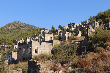 Fototapeta na wymiar Abandoned village in Turkey. Fethiye Kayakoy